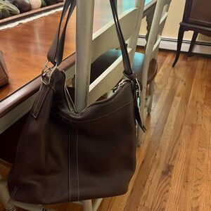Brown leather Coach shoulder bag